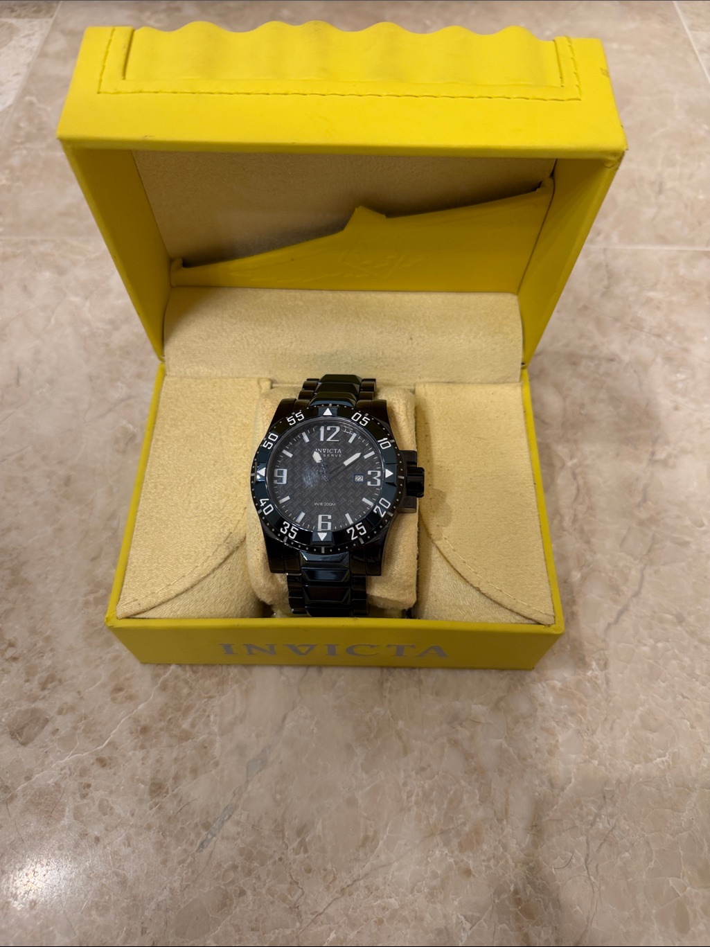 Invicta Black Stainless Steel Watch With Black Dial